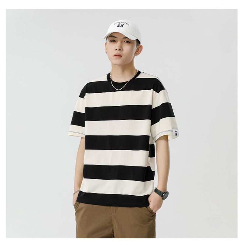 Mariner Shirt Women Haipeng Cloud Short-Sleeved T-shirt Men's Summer round Neck Trend Casual Striped