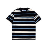 Mariner Shirt Cityboy Vintage Contrast Color Striped T-shirt Summer Loose-Fitting Pure Cotton Short Sleeves Men