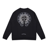CHH Chrome Heart Hoodie Double Layer Classic Horseshoe Overlay Graffiti Crew Neck Sweater