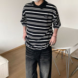 Mariner Shirt Loose Cotton Men's Short-Sleeved T-shirt Summer Lapels Polo Shirt