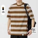 Mariner Shirt Summer Striped Short-Sleeved Shirt Versatile Simple Retro Boys round Neck T-shirt