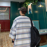 Mariner Shirt Striped Short Sleeve Men's Summer Versatile Loose Hong Kong Style T-shirt Ins Trendy