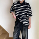 Mariner Shirt Loose Cotton Men's Short-Sleeved T-shirt Summer Lapels Polo Shirt