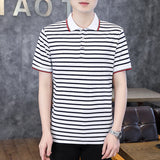 Mariner Shirt Polo Men's Short Sleeve Slim Fit Stripe Trendy Navy-Striped Shirt T-shirt