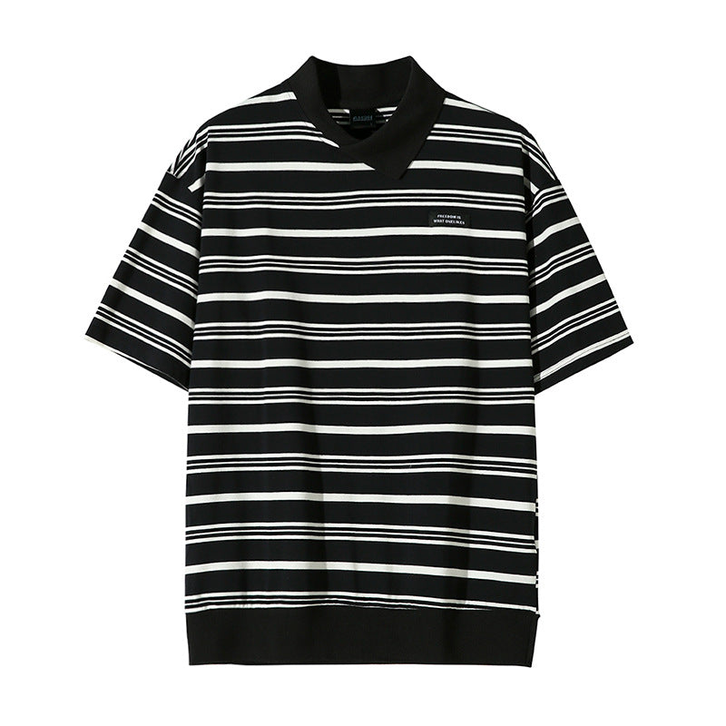 Mariner Shirt Loose Cotton Men's Short-Sleeved T-shirt Summer Lapels Polo Shirt