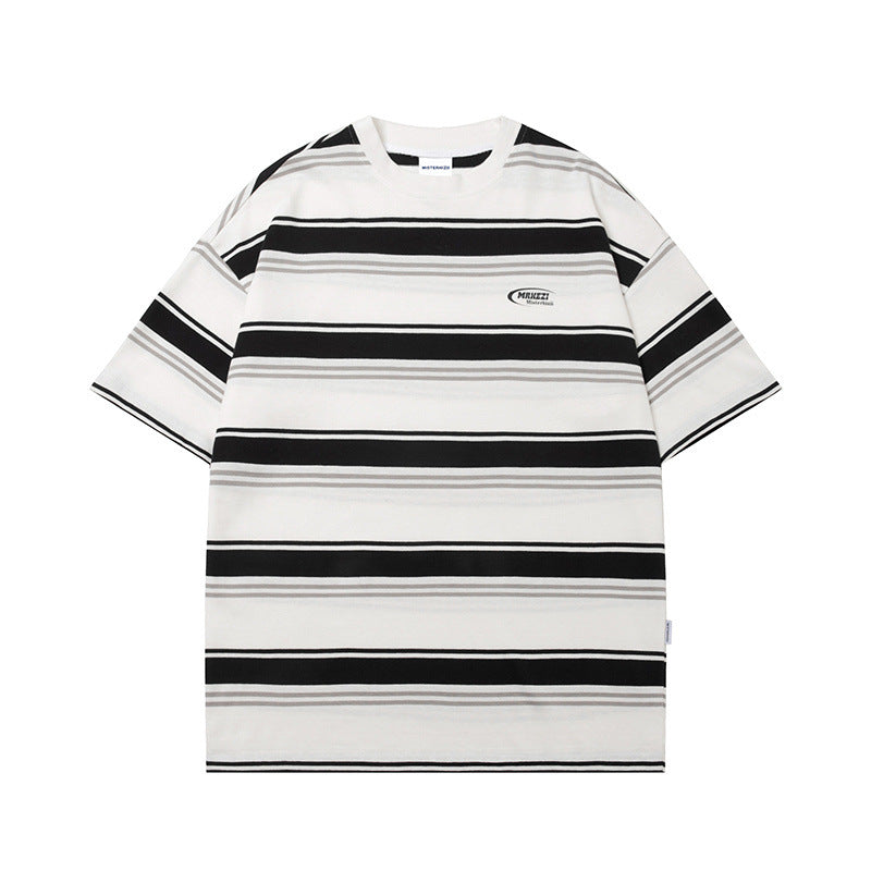 Mariner Shirt Japanese-Style Retro Summer Boy's Short Sleeve T-shirt Striped Navy-Striped Shirt