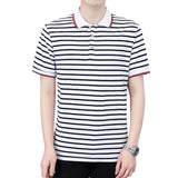 Mariner Shirt Polo Men's Short Sleeve Slim Fit Stripe Trendy Navy-Striped Shirt T-shirt