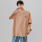 Mariner Shirt round Neck Short Sleeve T-shirt Striped Navy-Striped Shirt Loose Student Casual All-Match