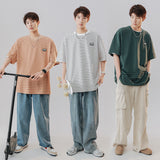 Mariner Shirt round Neck Short Sleeve T-shirt Striped Navy-Striped Shirt Loose Student Casual All-Match