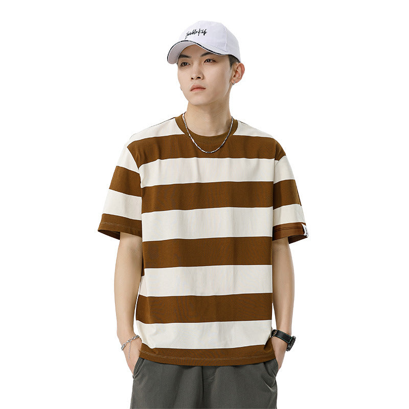 Mariner Shirt Women Haipeng Cloud Short-Sleeved T-shirt Men's Summer round Neck Trend Casual Striped