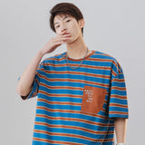 Mariner Shirt Navy-Striped Shirt Cotton Short-Sleeved T-shirt Men and Women Loose Retro Stripes