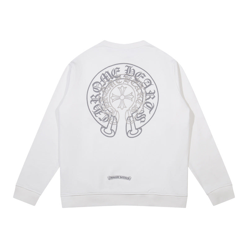 CHH Chrome Heart Hoodie Double Layer Classic Horseshoe Overlay Graffiti Crew Neck Sweater