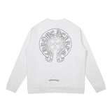 CHH Chrome Heart Hoodie Double Layer Classic Horseshoe Overlay Graffiti Crew Neck Sweater