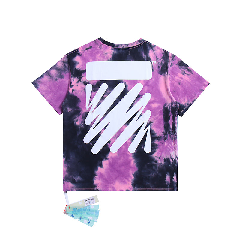 Off White T Shirts Tie-Dye Process Loose Men'S And Women'S Same Style Pure Cotton Short Sleeves