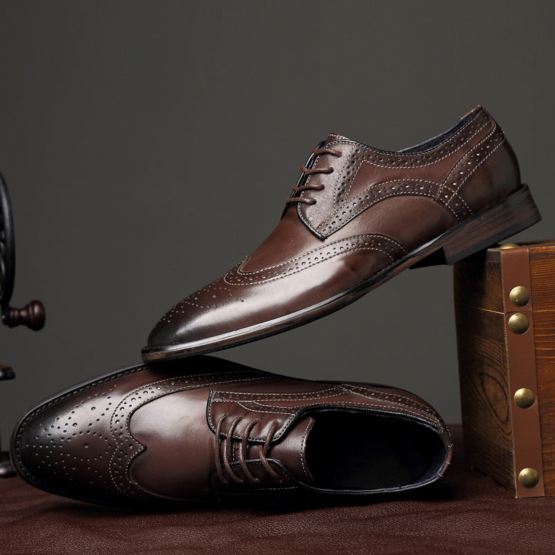 Men's Dress Shoes Classic Leather Oxfords Casual Cushioned Loafer Leather Shoes Genuine Leather Men's Business Formal Leather Shoes Spring Leisure