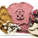 Halloween Costumes Pumpkin Smiley Face Personalized Printed Pattern Short Sleeve T-shirt