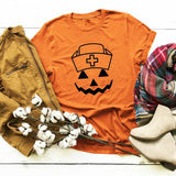 Halloween Costumes Pumpkin Smiley Face Personalized Printed Pattern Short Sleeve T-shirt