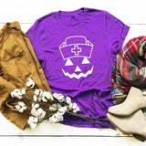 Halloween Costumes Pumpkin Smiley Face Personalized Printed Pattern Short Sleeve T-shirt