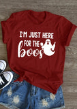 Halloween Costumes I'm Just Here for the Boo's Ghost Printed Short Sleeve T-shirt
