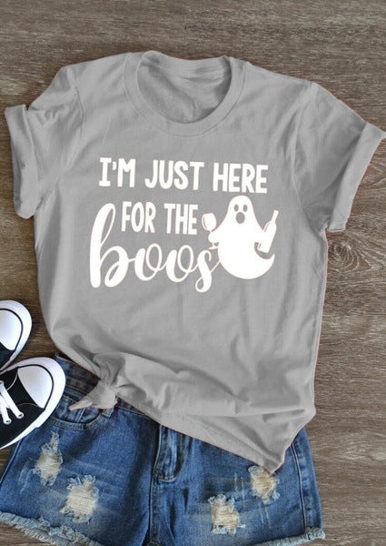 Halloween Costumes I'm Just Here for the Boo's Ghost Printed Short Sleeve T-shirt