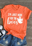 Halloween Costumes I'm Just Here for the Boo's Ghost Printed Short Sleeve T-shirt