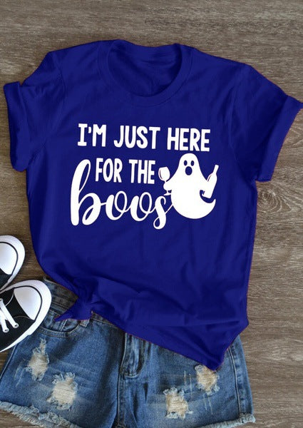 Halloween Costumes I'm Just Here for the Boo's Ghost Printed Short Sleeve T-shirt