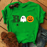 Halloween Costumes Pumpkin Face Boo Printed Short Sleeve T-shirt