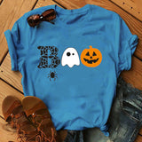 Halloween Costumes Pumpkin Face Boo Printed Short Sleeve T-shirt