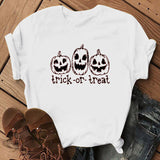 Halloween Costumes Pumpkin Face Pattern Printed Short Sleeve T-shirt