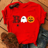 Halloween Costumes Pumpkin Face Boo Printed Short Sleeve T-shirt