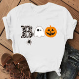 Halloween Costumes Pumpkin Face Boo Printed Short Sleeve T-shirt
