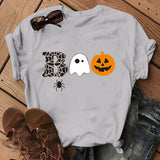 Halloween Costumes Pumpkin Face Boo Printed Short Sleeve T-shirt