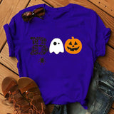 Halloween Costumes Pumpkin Face Boo Printed Short Sleeve T-shirt