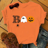 Halloween Costumes Pumpkin Face Boo Printed Short Sleeve T-shirt