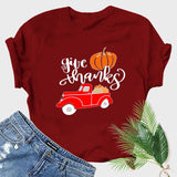 Halloween Costumes Pumpkin Printed Short Sleeve T-shirt round Neck