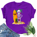 Halloween Costumes Skull Pumpkin Smiley Face Printed Short Sleeve T-shirt round Neck