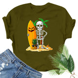 Halloween Costumes Skull Pumpkin Smiley Face Printed Short Sleeve T-shirt round Neck