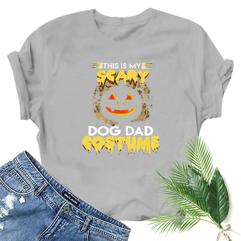 Halloween Costumes Pumpkin Smiley Face Printed Short Sleeve T-shirt round Neck