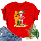 Halloween Costumes Skull Pumpkin Smiley Face Printed Short Sleeve T-shirt round Neck