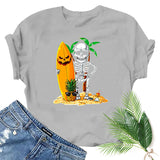Halloween Costumes Skull Pumpkin Smiley Face Printed Short Sleeve T-shirt round Neck