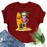 Halloween Costumes Skull Pumpkin Smiley Face Printed Short Sleeve T-shirt round Neck