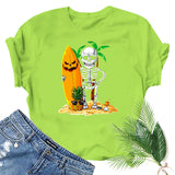 Halloween Costumes Skull Pumpkin Smiley Face Printed Short Sleeve T-shirt round Neck