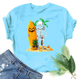 Halloween Costumes Skull Pumpkin Smiley Face Printed Short Sleeve T-shirt round Neck