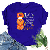 Halloween Costumes Pumpkin Smiley Face Nurse Fun Pattern Printed Short Sleeve T-shirt