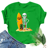 Halloween Costumes Skull Pumpkin Smiley Face Printed Short Sleeve T-shirt round Neck