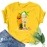 Halloween Costumes Skull Pumpkin Smiley Face Printed Short Sleeve T-shirt round Neck