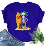Halloween Costumes Skull Pumpkin Smiley Face Printed Short Sleeve T-shirt round Neck