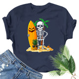 Halloween Costumes Skull Pumpkin Smiley Face Printed Short Sleeve T-shirt round Neck