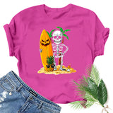 Halloween Costumes Skull Pumpkin Smiley Face Printed Short Sleeve T-shirt round Neck