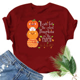 Halloween Costumes Pumpkin Smiley Face Nurse Fun Pattern Printed Short Sleeve T-shirt